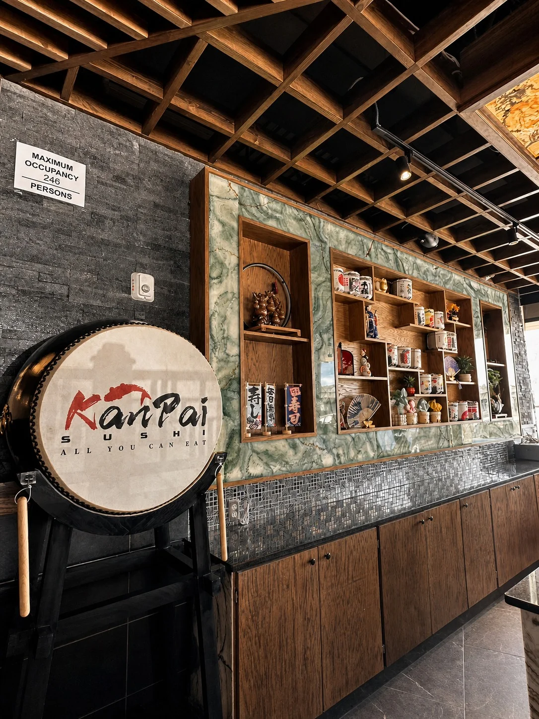 Interior entrance area at Kan Pai Sushi in Oklahoma City